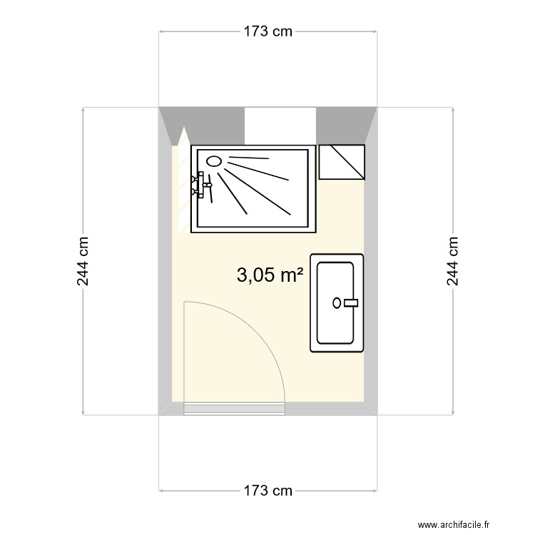 Limours-RDC-SdB. Plan de 1 pièce et 3 m2