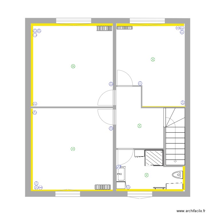 Plan Elec rdc. Plan de 3 pièces et 58 m2