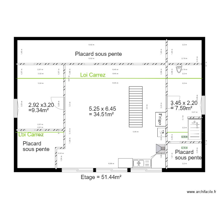 chalet 80 etage. Plan de 9 pièces et 93 m2