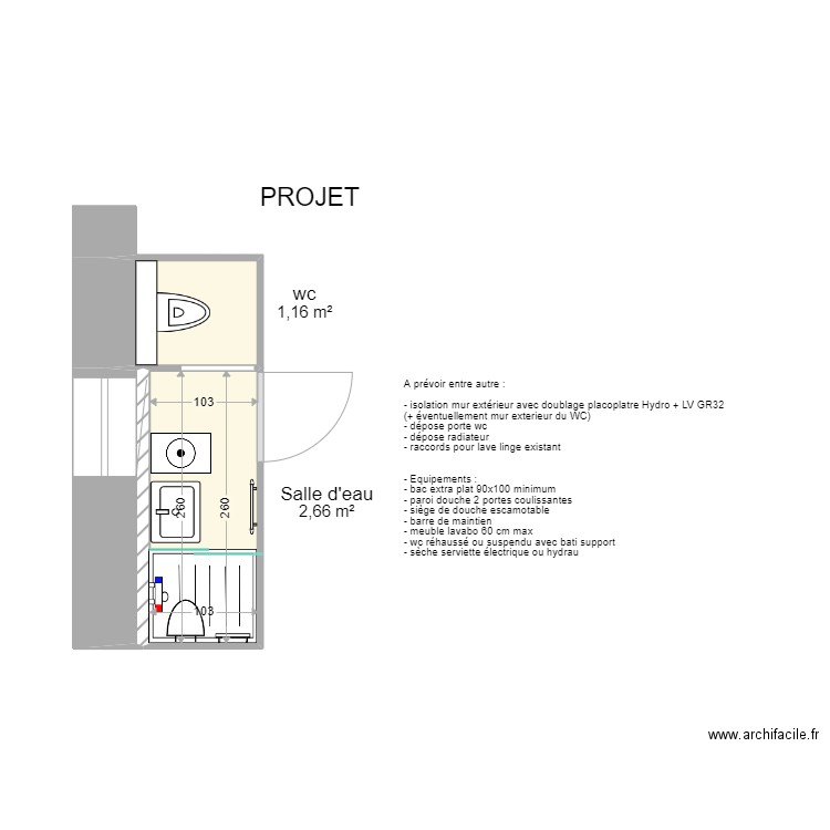 SARRY. Plan de 4 pièces et 8 m2