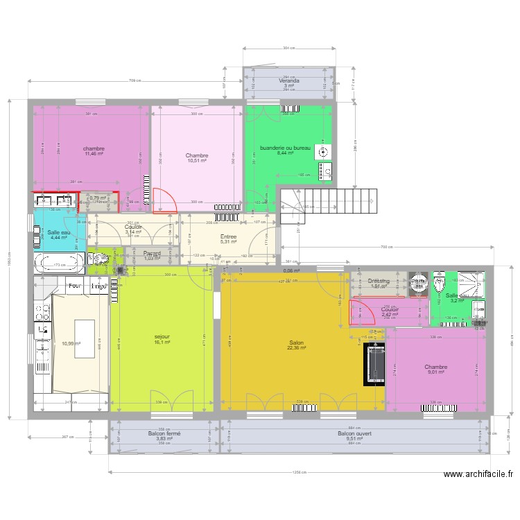 Desdevizesprj2. Plan de 23 pièces et 129 m2