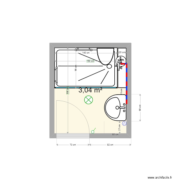 TRAMBOUZE rénové. Plan de 1 pièce et 3 m2