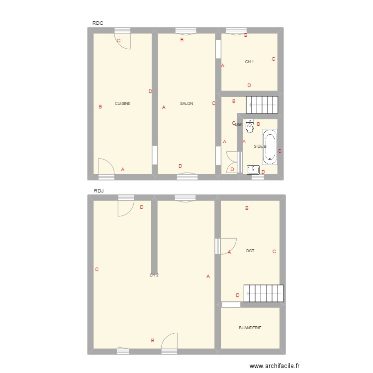 HILL. Plan de 8 pièces et 111 m2