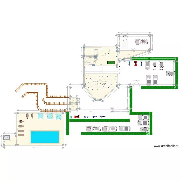 loge plus scenne PALAIS DE LA RIGOLADE PLUS PISCINE SPA PLUS PARKING voiture ect. Plan de 