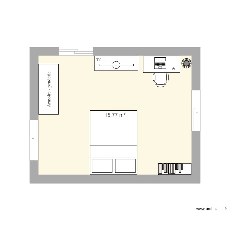 Chambre pour handicapée. Plan de 0 pièce et 0 m2