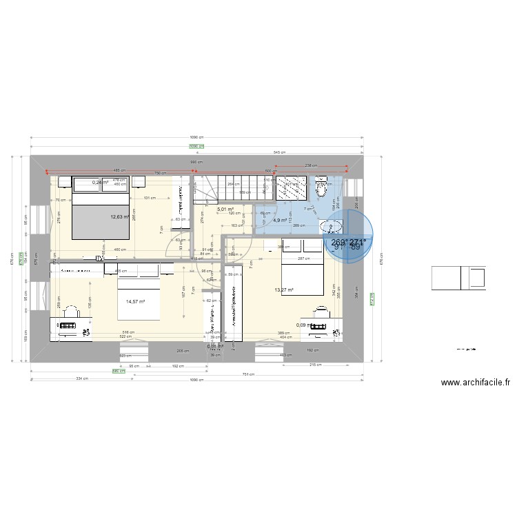 ANAIS BAT1 ETAGE 2022 11 13. Plan de 8 pièces et 51 m2