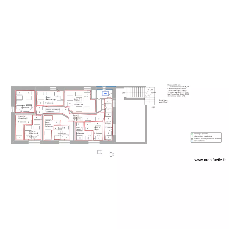 Calepinage chauffage. Plan de 
