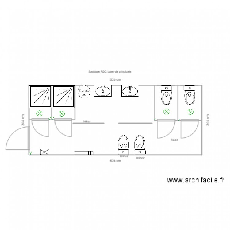 sanitaire RDC base vie principale. Plan de 0 pièce et 0 m2