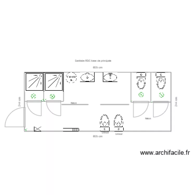 sanitaire RDC base vie principale. Plan de 