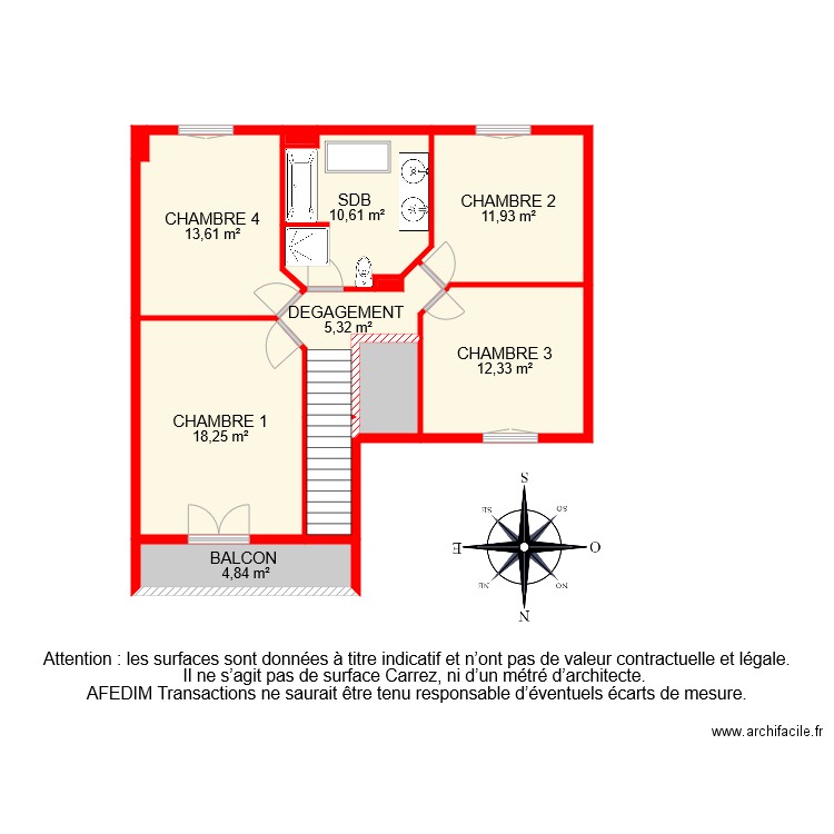 BI 8190 ETAGE . Plan de 12 pièces et 83 m2