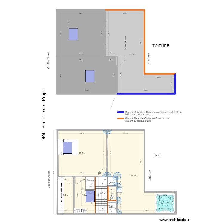 Plan R+2 mise au point maconnerie. Plan de 10 pièces et 152 m2