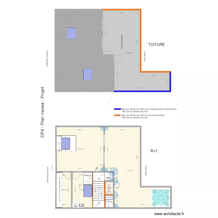 Plan R+2 mise au point maconnerie. Plan de 