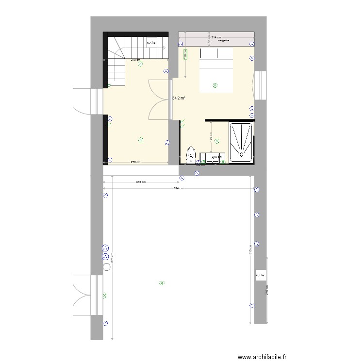 grange existant cotation  prises aménagements sdb 3. Plan de 0 pièce et 0 m2