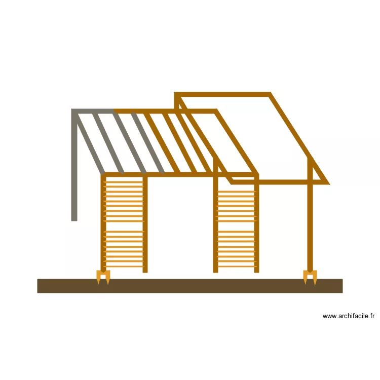 pergola deux niveaux. Plan de 