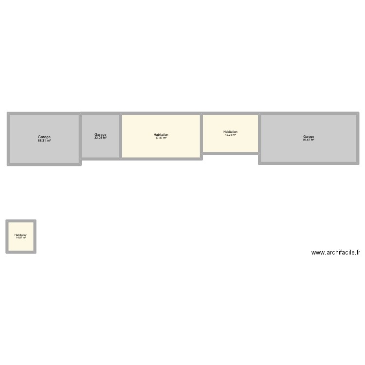 Longère Villons. Plan de 6 pièces et 318 m2