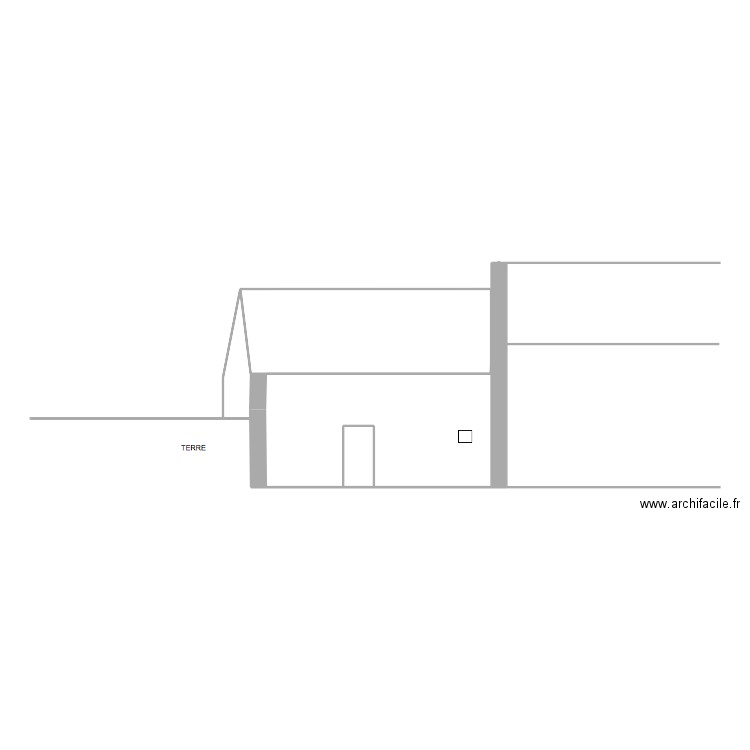 Façade sud sans mur porche. Plan de 1 pièce et 2 m2