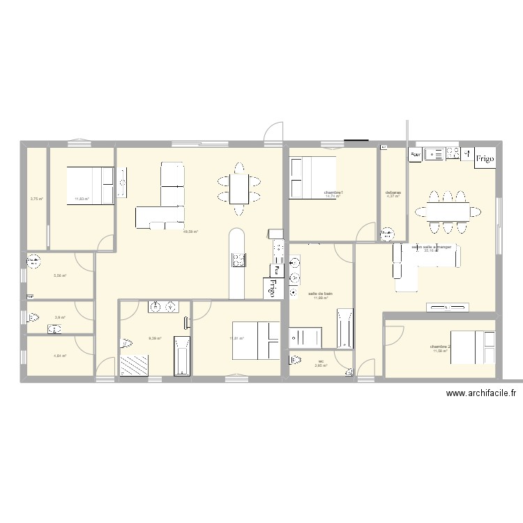 maison 1. Plan de 14 pièces et 181 m2