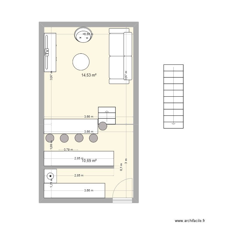 atelier appt n°2 - version 5. Plan de 4 pièces et 36 m2