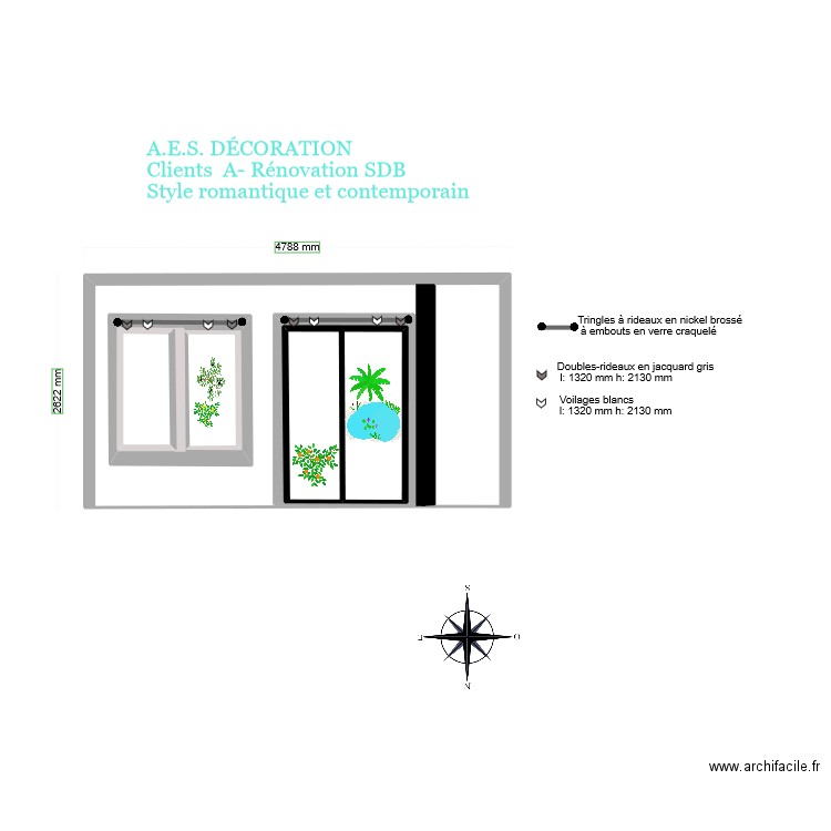 mur Sud -fenetres. Plan de 0 pièce et 0 m2