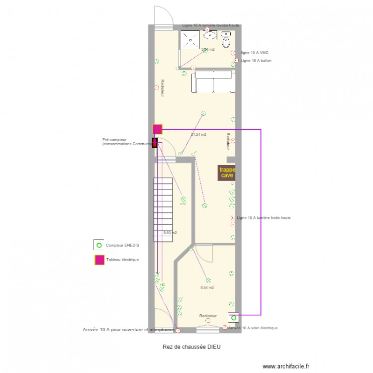 DIEU version 2 unités rez de chaussée électricité. Plan de 0 pièce et 0 m2