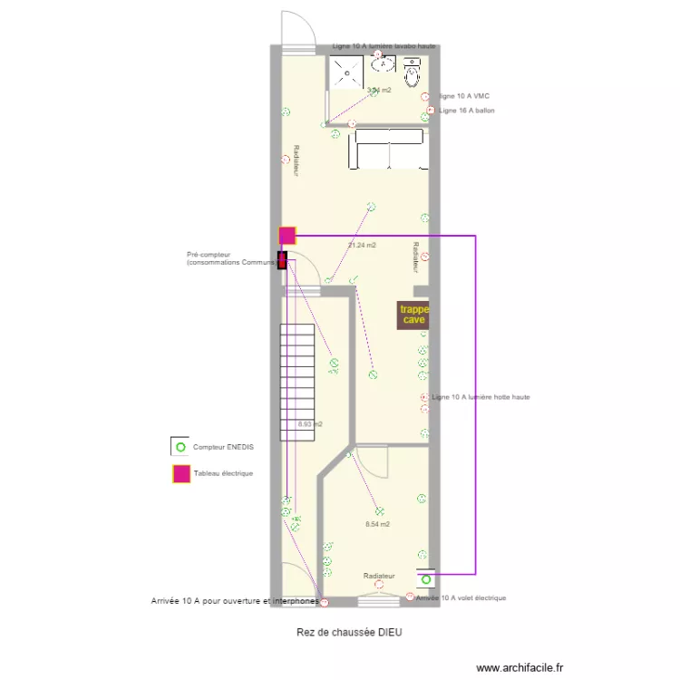 DIEU version 2 unit&eacute;s rez de chauss&eacute;e &eacute;lectricit&eacute;. Plan de 