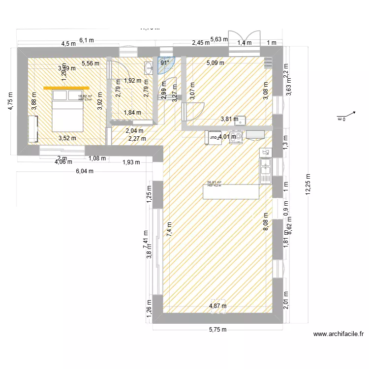 Ker Marso. Plan de 2  et 75 m²