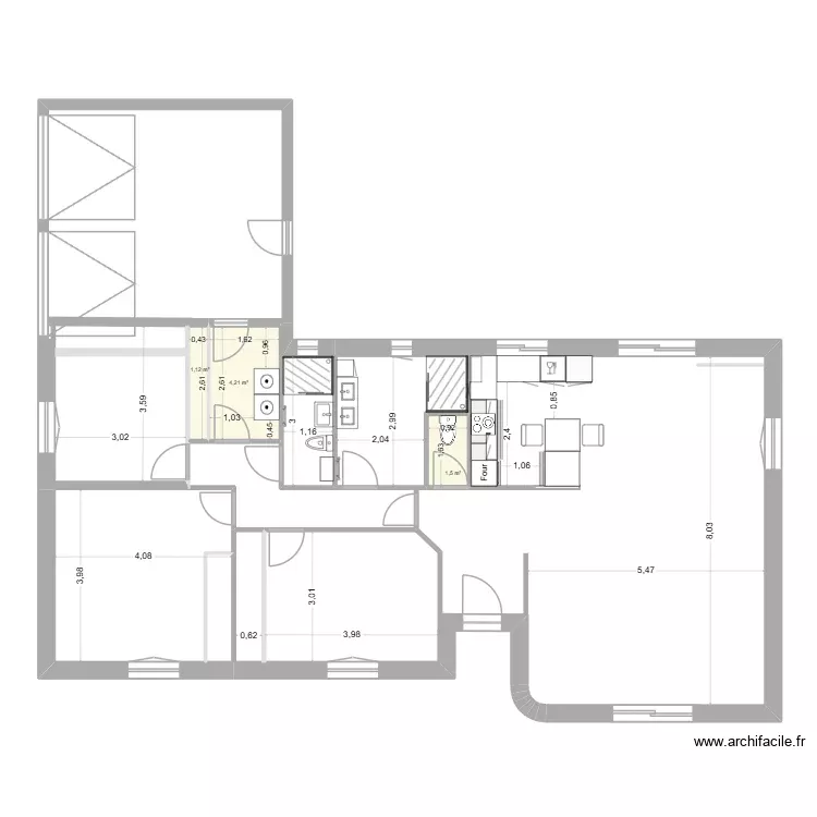 aménagement extension. Plan de 3 Pièces et 7 m² aménagement extension. Plan de 3 Pièces et 7 m²