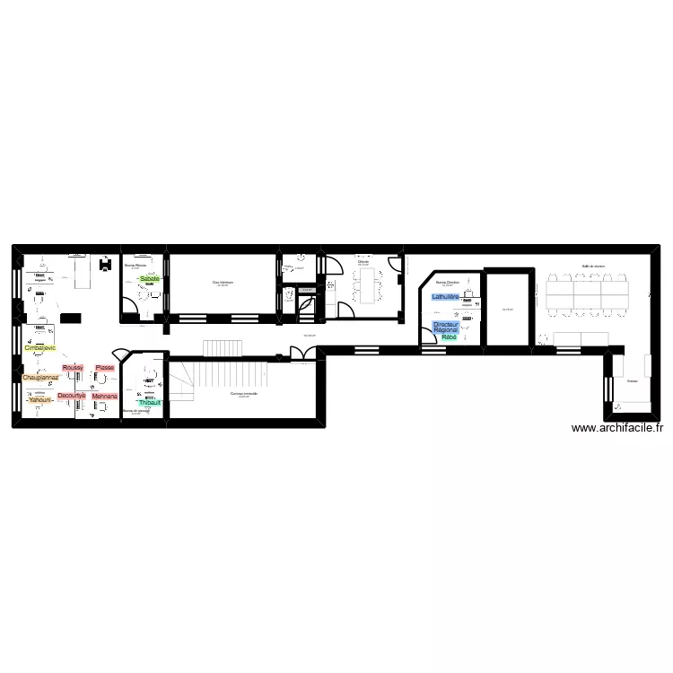 Lyon Bellecour R+1 - Projet jos&eacute;. Plan de 12  et 261 m²