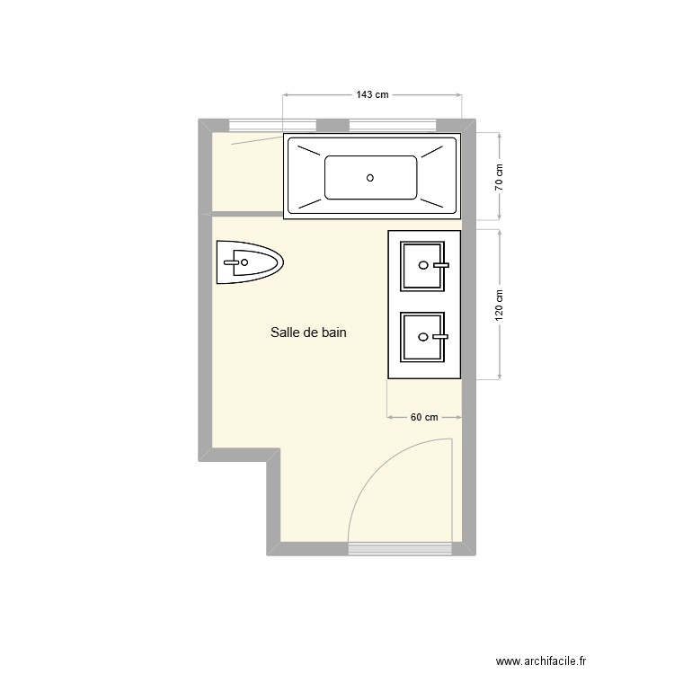 UTZINGER Salle de bain. Plan de 1 pièce et 6 m2