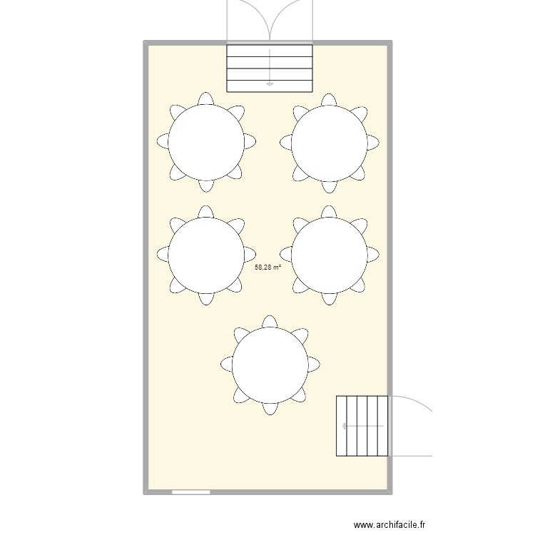 Domaine de Crève-Coeur - Salle. Plan de 1 pièce et 58 m2