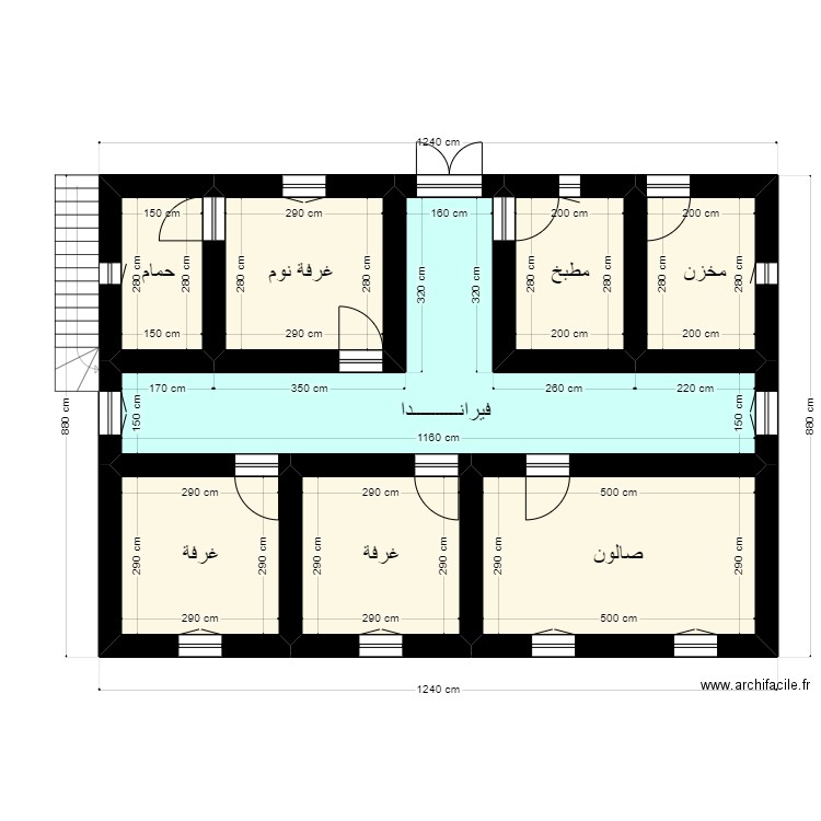 Terrain 12m40cm x 8m80cm Client 223 69 12 05 93. Plan de 8 pièces et 77 m2