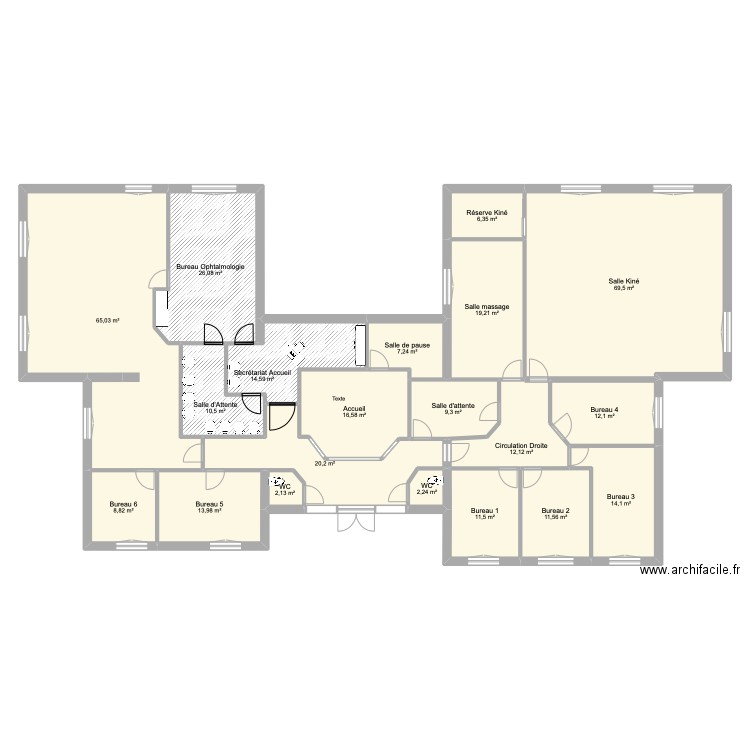 Proposition Opht 4. Plan de 20 pièces et 353 m2