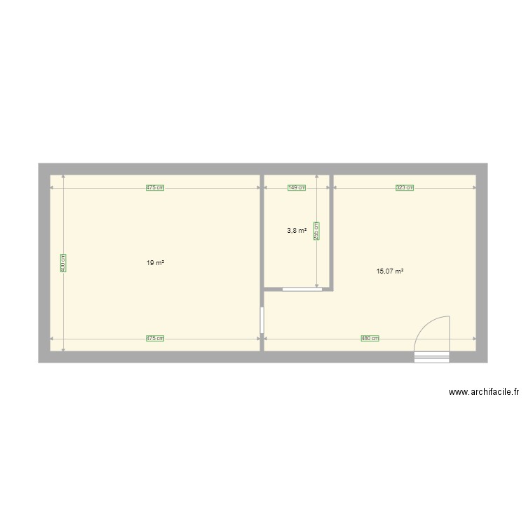 annexe . Plan de 3 pièces et 38 m2