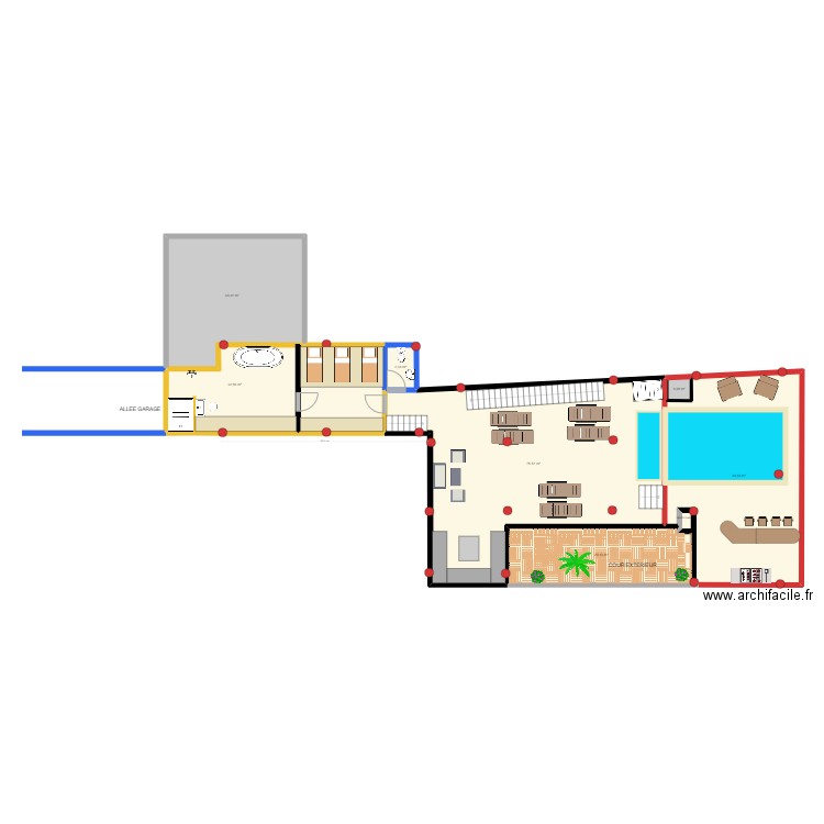 toit. Plan de 7 pièces et 212 m2