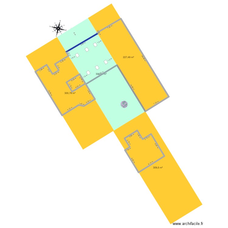 DP 2 . Plan de 3 pièces et 490 m2