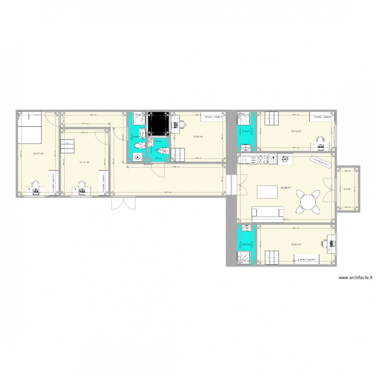 Damjanich 36 aménagé pour balcon commun. Plan de 0 pièce et 0 m2