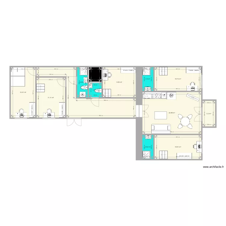 Damjanich 36 am&eacute;nag&eacute; pour balcon commun. Plan de 