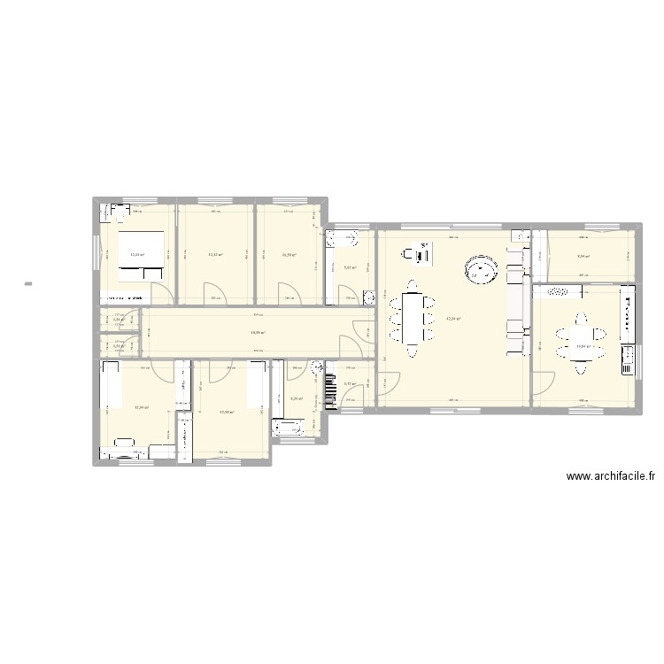 Plan Maison version première. Plan de 14 pièces et 169 m2