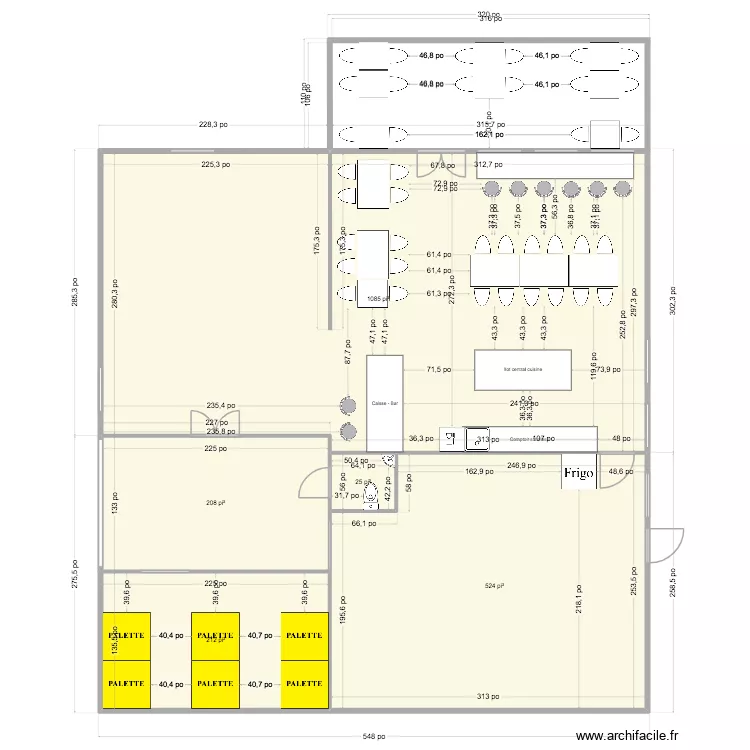 grange. Plan de 5 pièces et 191 m²