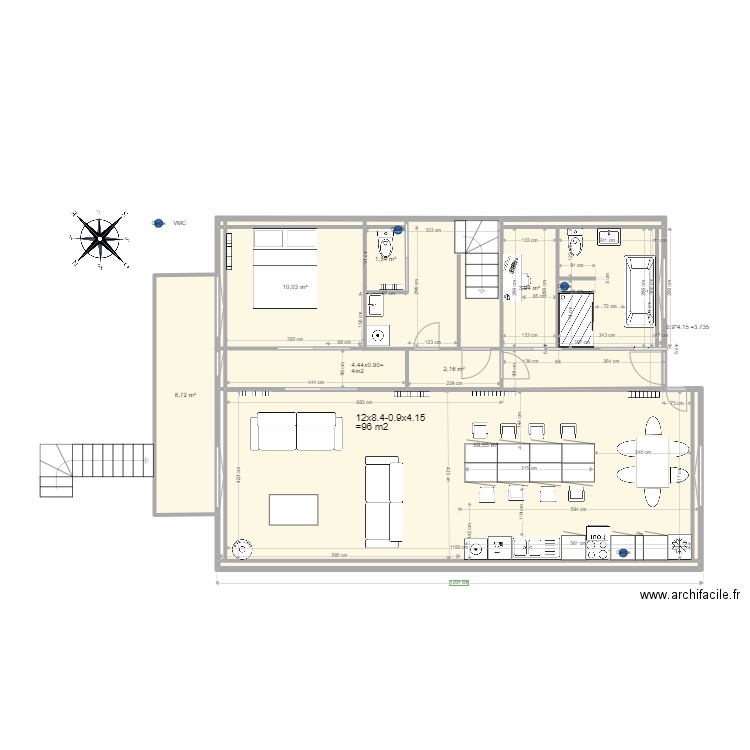 APRES rdc maison Thomery mur chbre intact version baignoire. Plan de 0 pièce et 0 m2