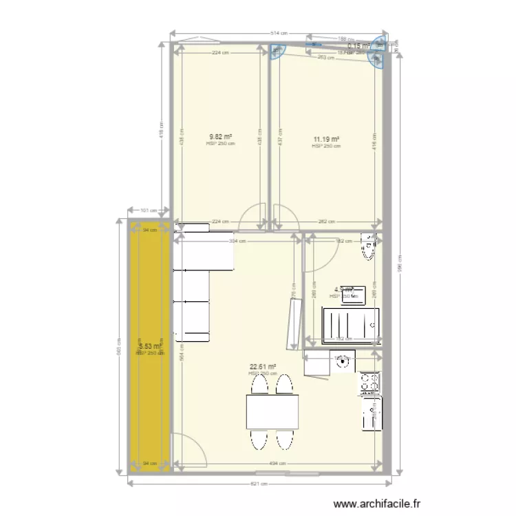 Appart 6 RDC droite. Plan de 