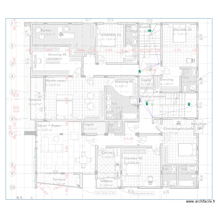 Eclairage de sécurité Etage 1 Immeuble TANAZOU. Plan de 0 pièce et 0 m2