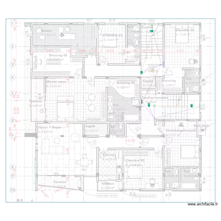 Eclairage de s&eacute;curit&eacute; Etage 1 Immeuble TANAZOU. Plan de 0 pièce et 0 m2