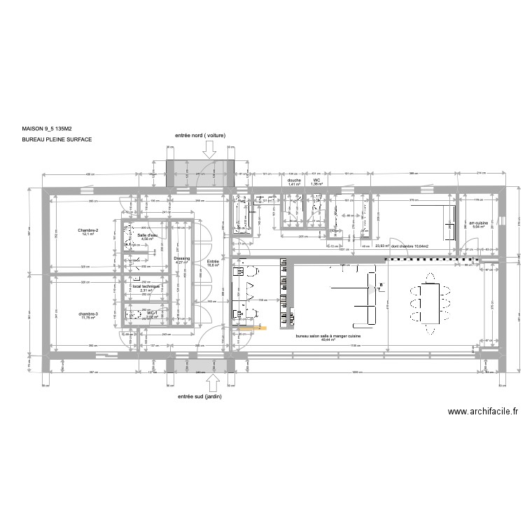 maison suivant plan 95+ bureau inversé. Plan de 14 pièces et 135 m2