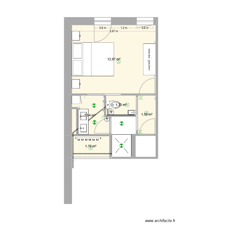 PROJET VEDRENNE H4. Plan de 5 pièces et 21 m2