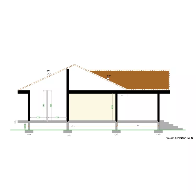 Coupe. Plan de 