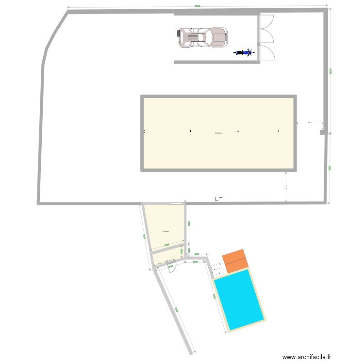 lavignasse hangar habitat. Plan de 2 pièces et 130 m2