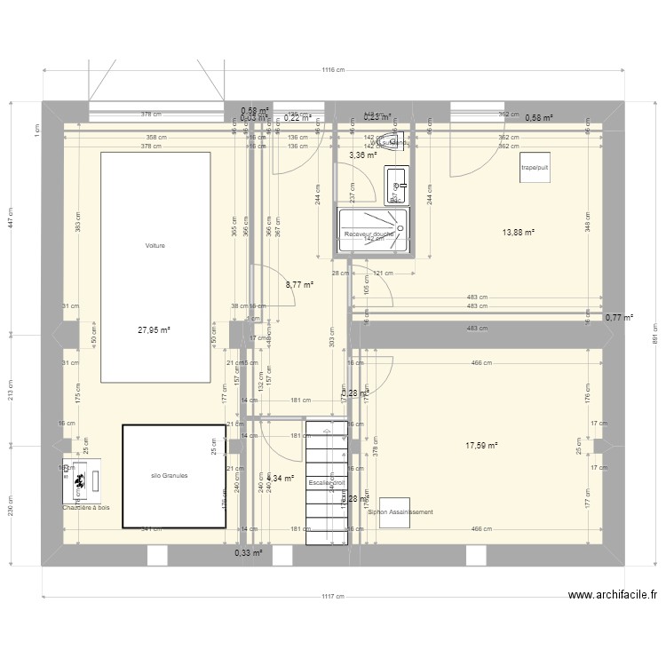 RDJ plan maison. Plan de 15 pièces et 79 m2