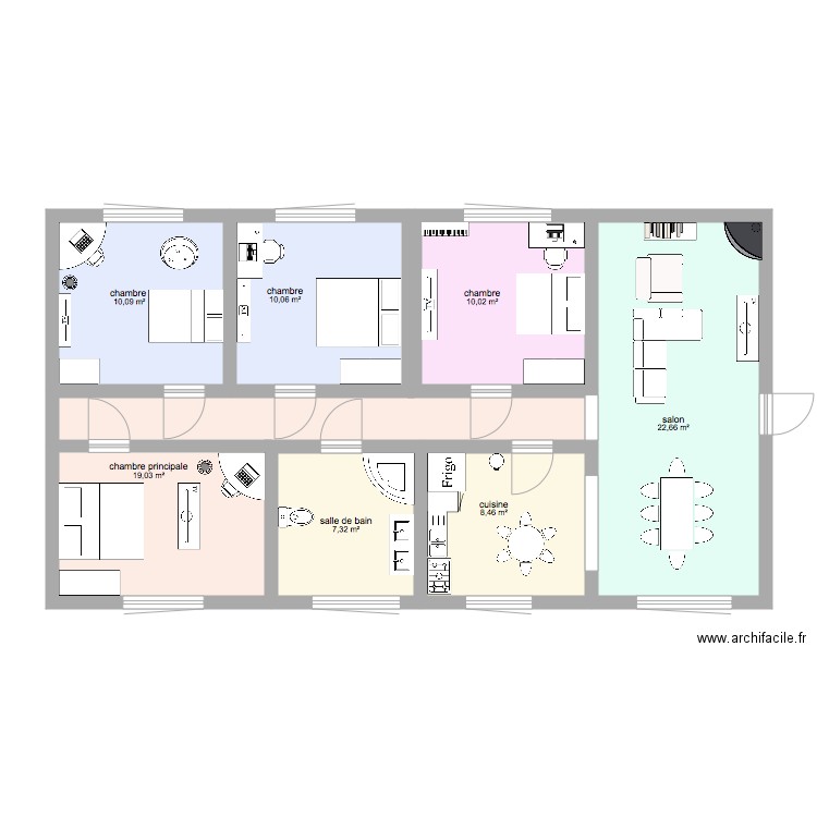 plan maison 1. Plan de 7 pièces et 88 m2