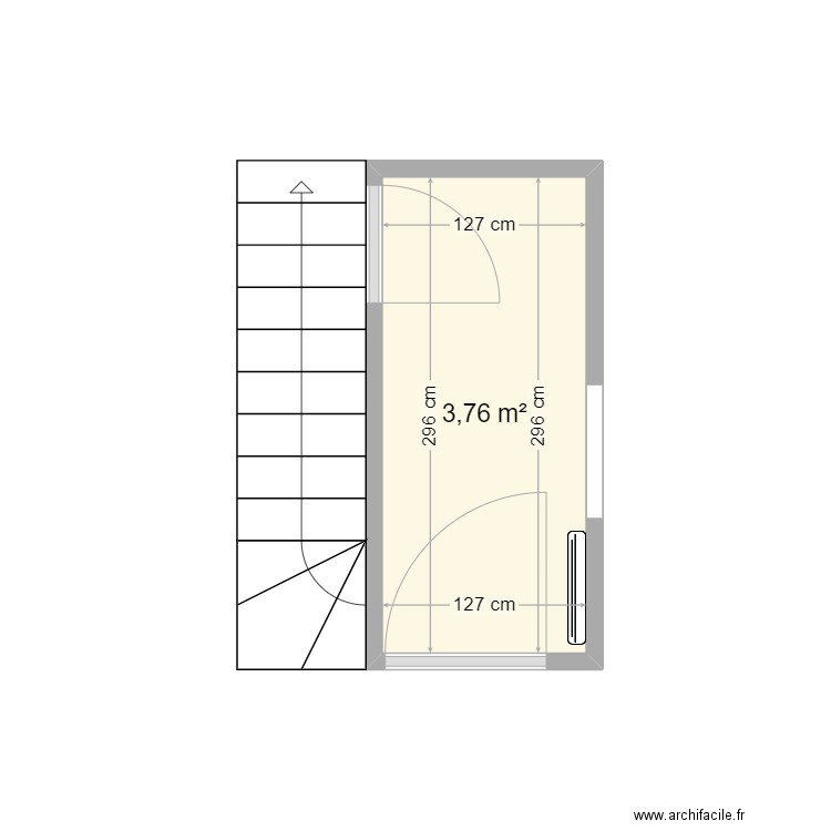 Entrée Faches. Plan de 1 pièce et 4 m2